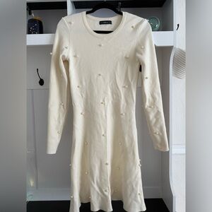 Zara Cream Sweater with Pearl Details